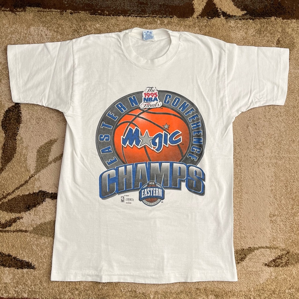 Vintage 1995 NBA x Orlando Magic Champs Graphic Single Stitch Tee, Mens M, White